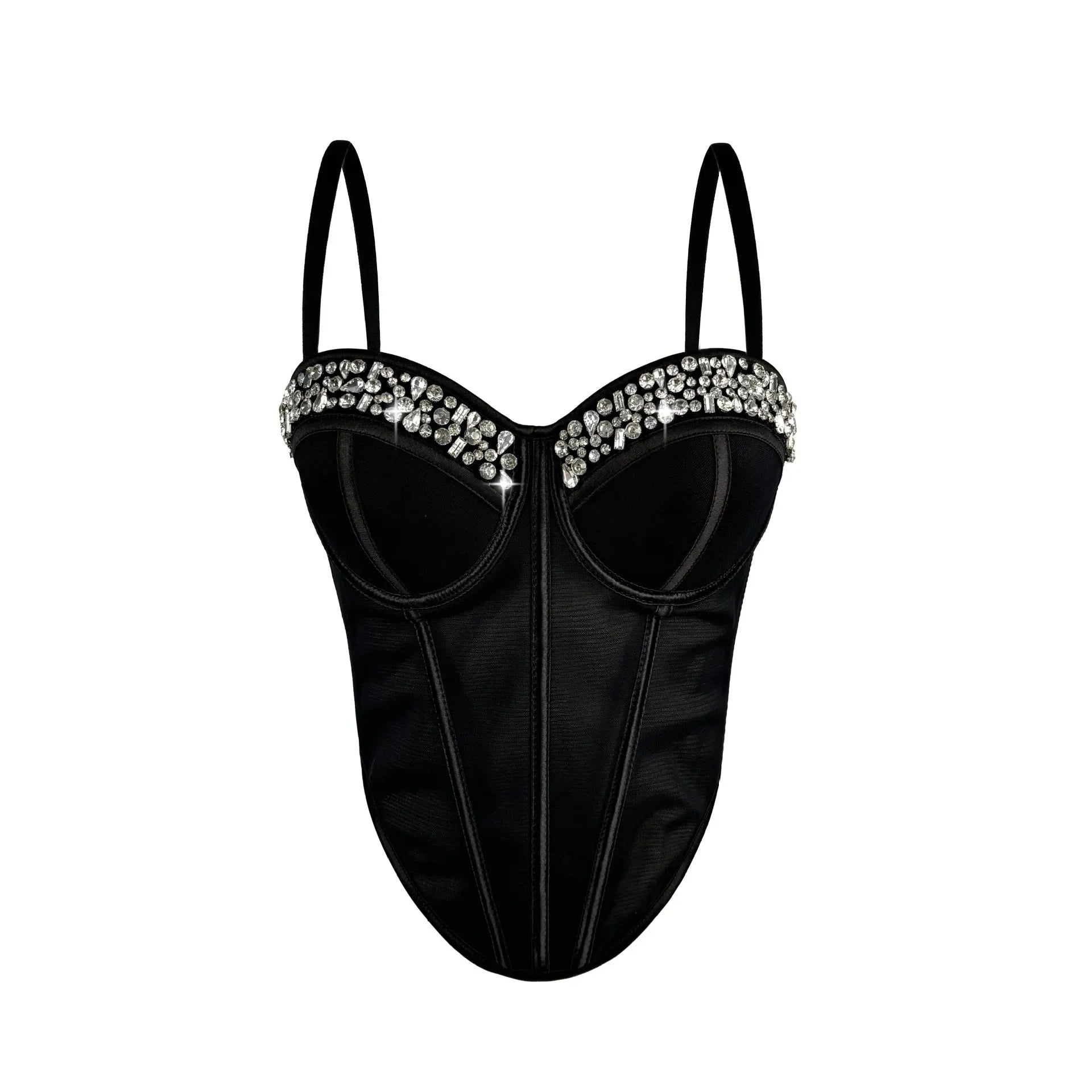 Corset Tank Tops Bra Bling Diamond Rhinestone Y2k Top Shirtssweet Party Camis Club