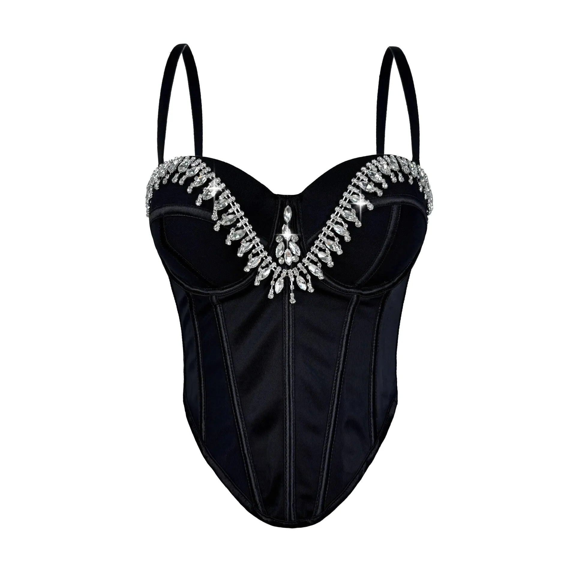 Corset Tank Tops Bra Bling Diamond Rhinestone Y2k Top Shirtssweet Party Camis Club