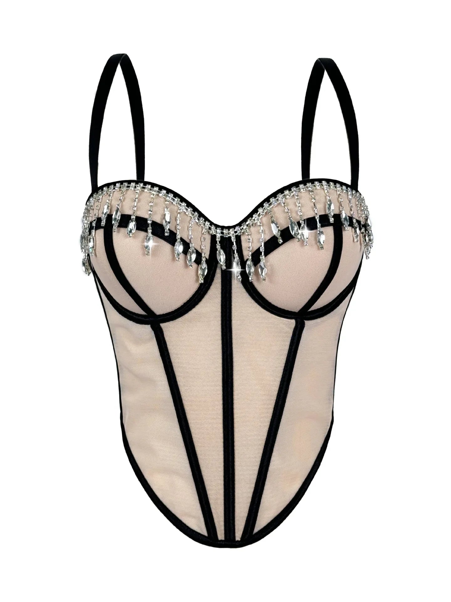 Corset Tank Tops Bra Bling Diamond Rhinestone Y2k Top Shirtssweet Party Camis Club