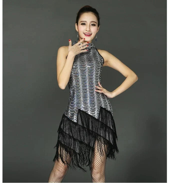 Dance Skirt Latin Tassel Dress Dance Wear Stage Party Performance Elegant