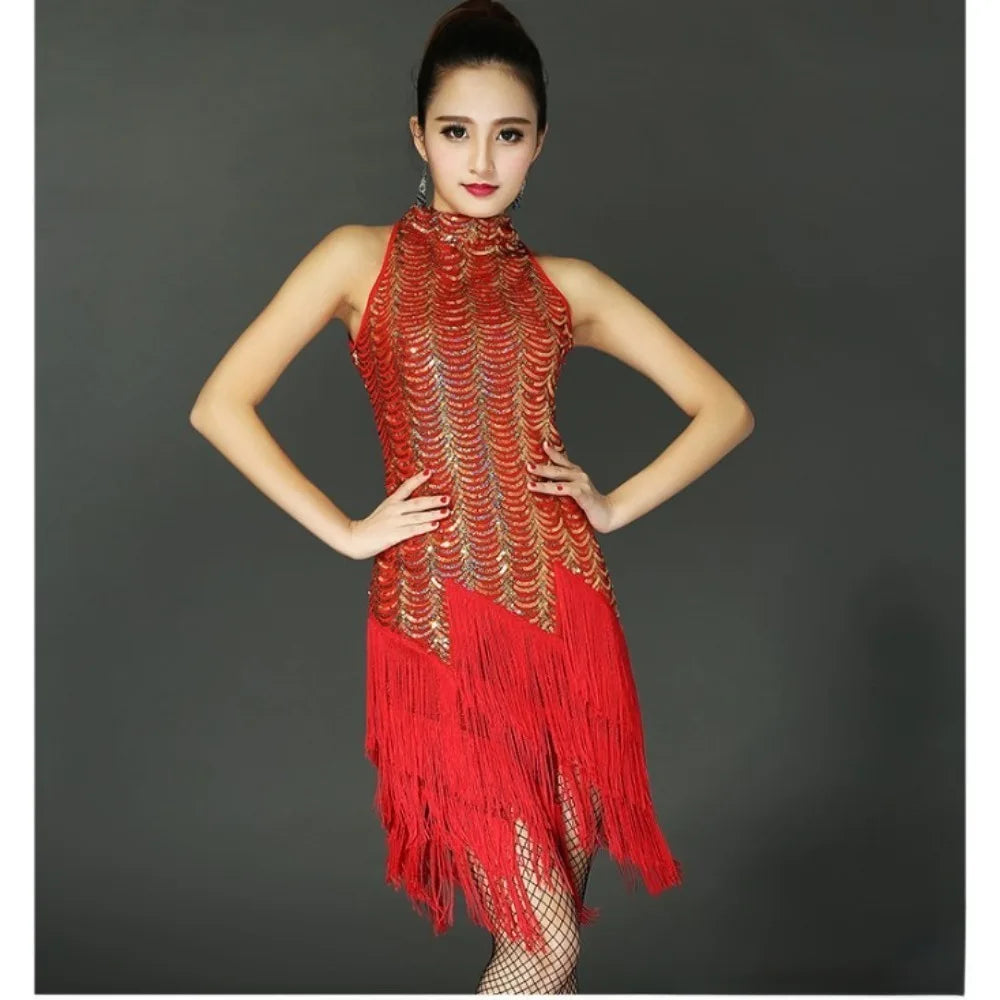 Dance Skirt Latin Tassel Dress Dance Wear Stage Party Performance Elegant