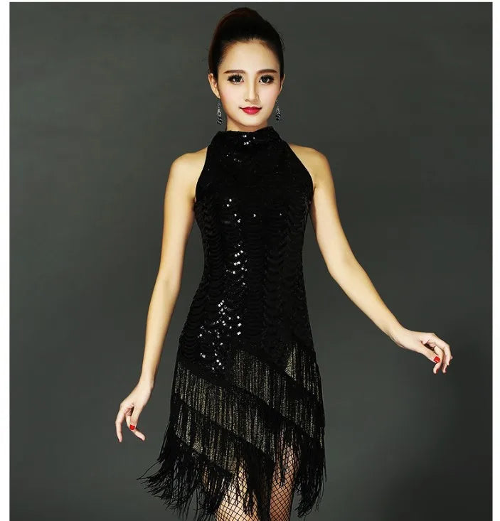 Dance Skirt Latin Tassel Dress Dance Wear Stage Party Performance Elegant