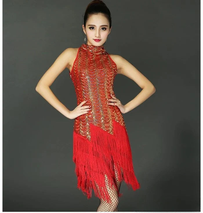 Dance Skirt Latin Tassel Dress Dance Wear Stage Party Performance Elegant