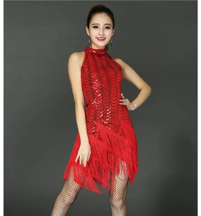 Dance Skirt Latin Tassel Dress Dance Wear Stage Party Performance Elegant