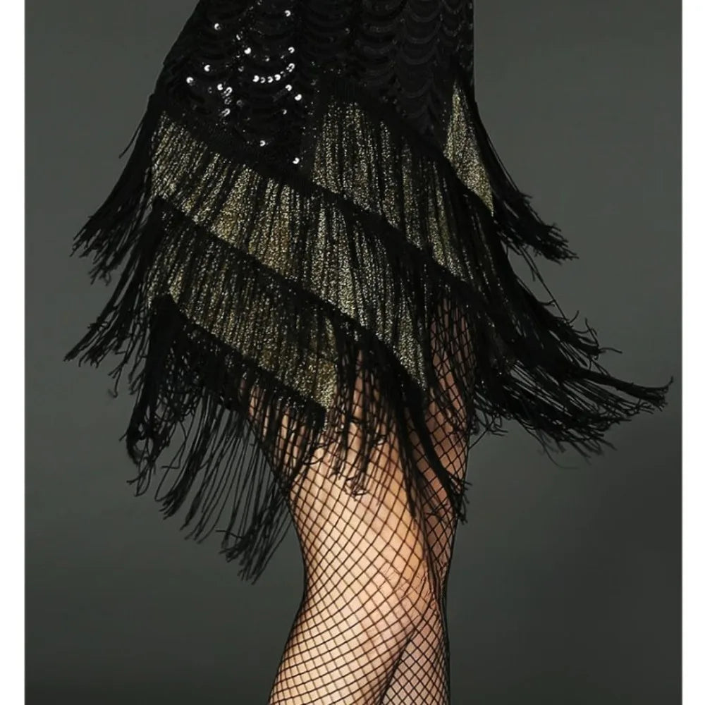 Dance Skirt Latin Tassel Dress Dance Wear Stage Party Performance Elegant