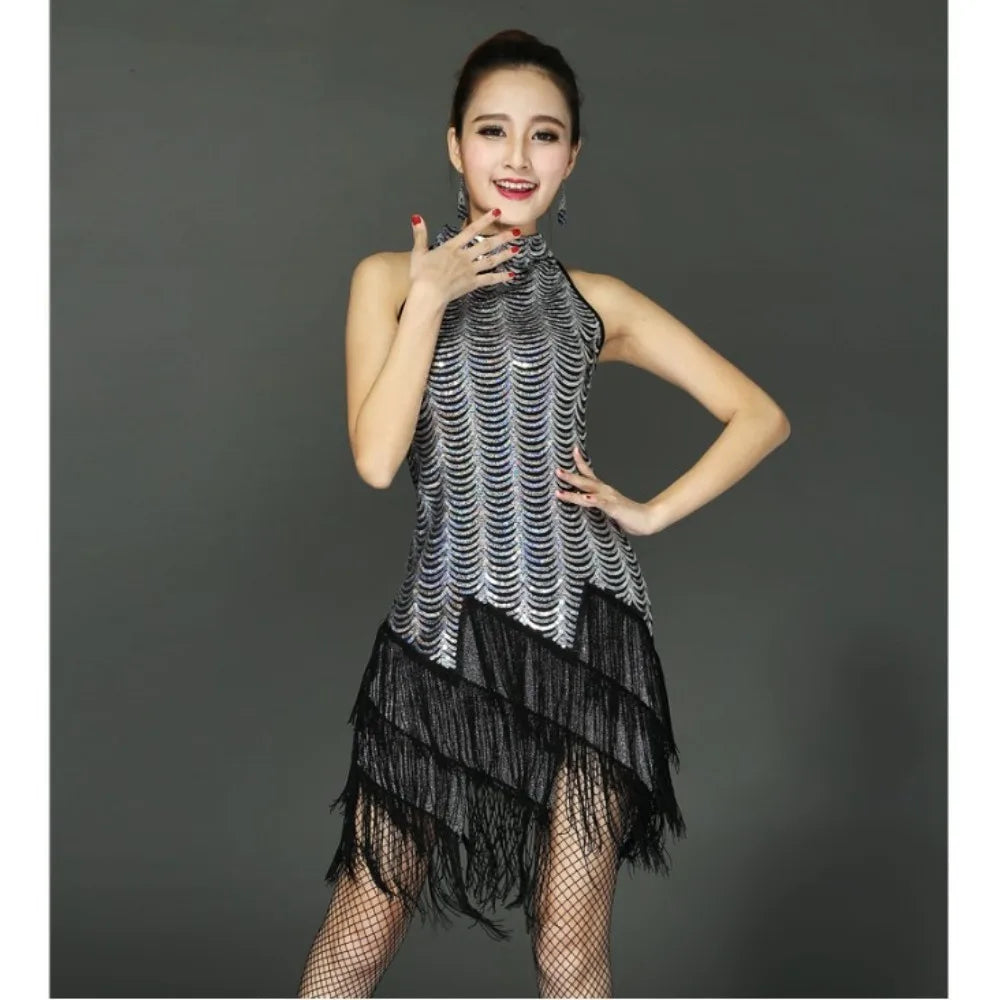 Dance Skirt Latin Tassel Dress Dance Wear Stage Party Performance Elegant