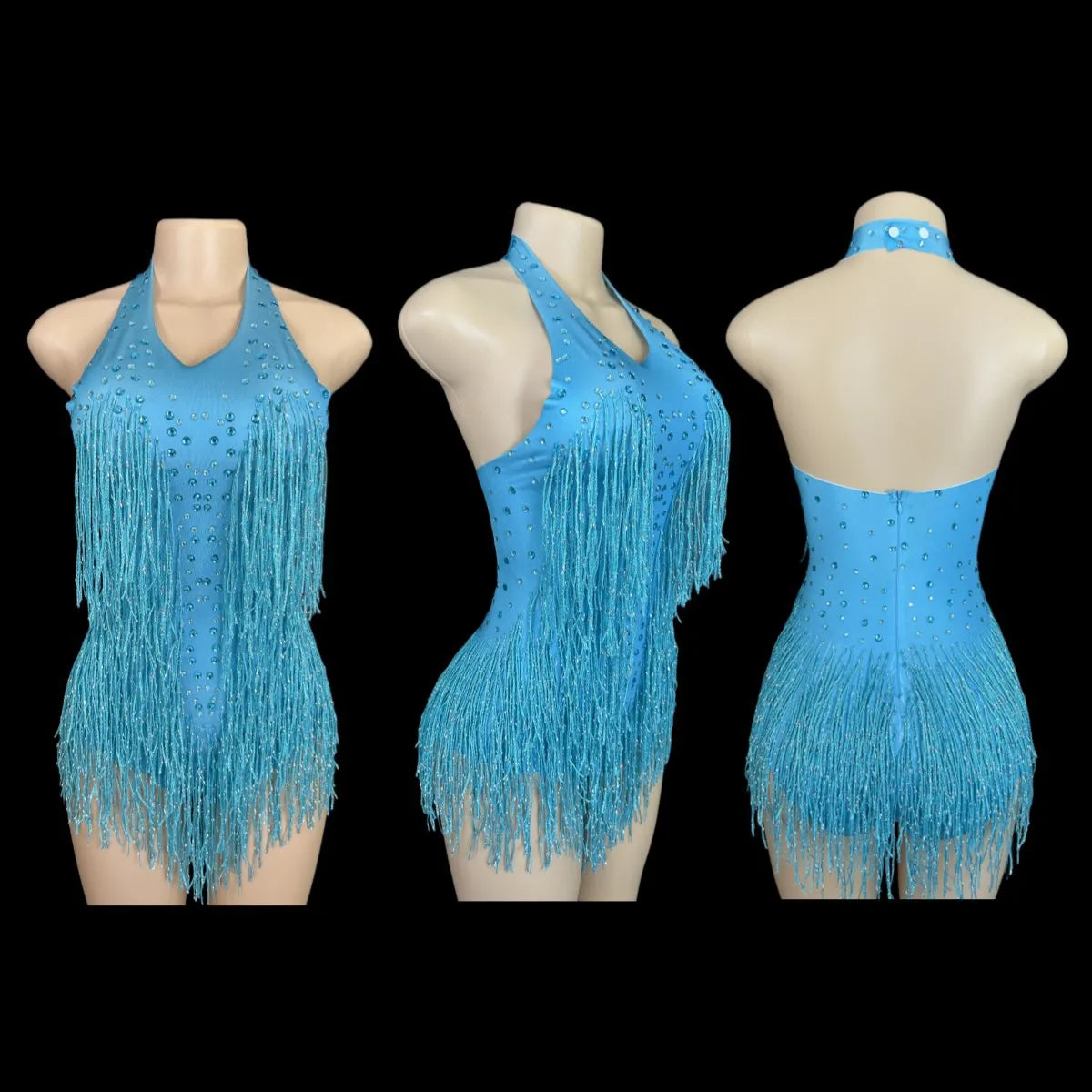 Dance Wear Latin Dance Bodysuit Competition Uniform Party Tassel Elegant Sleeveless Romper