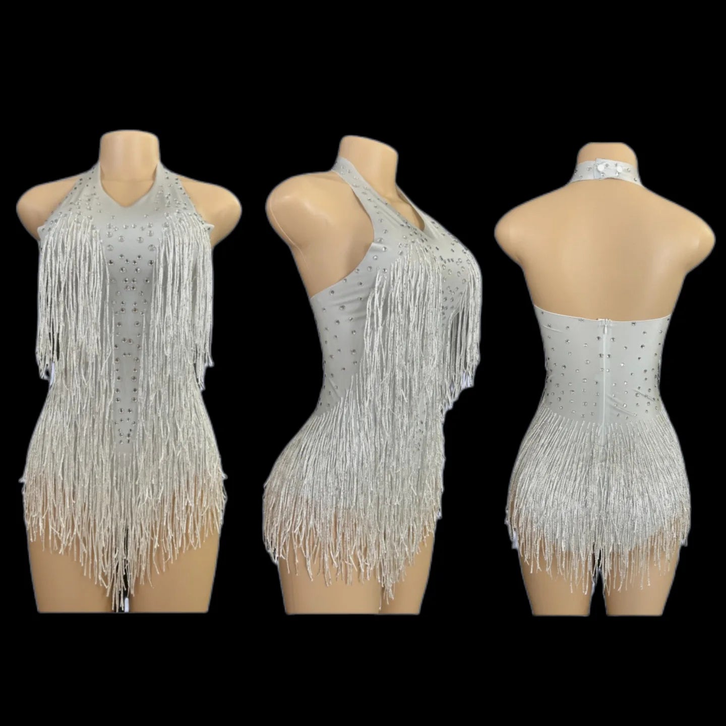 Dance Wear Latin Dance Bodysuit Competition Uniform Party Tassel Elegant Sleeveless Romper
