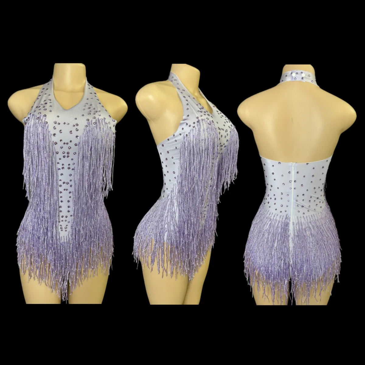 Dance Wear Latin Dance Bodysuit Competition Uniform Party Tassel Elegant Sleeveless Romper