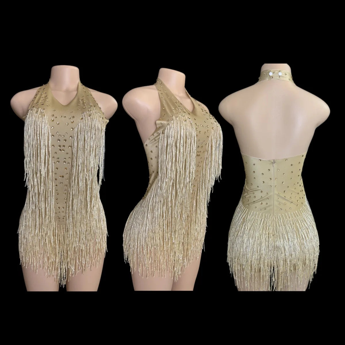Dance Wear Latin Dance Bodysuit Competition Uniform Party Tassel Elegant Sleeveless Romper