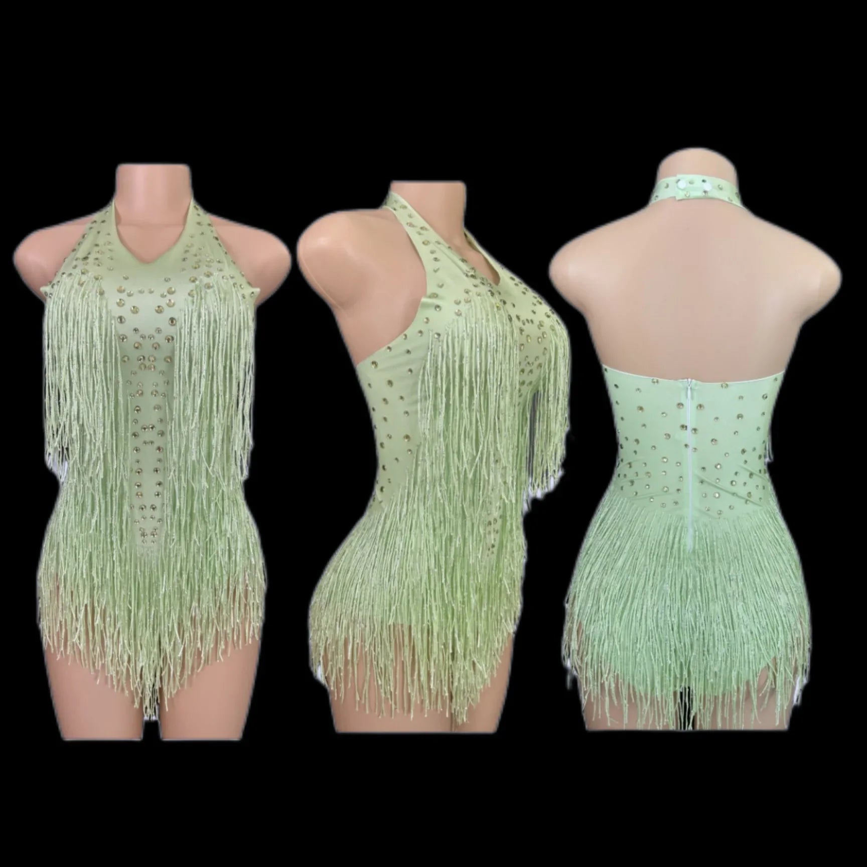 Dance Wear Latin Dance Bodysuit Competition Uniform Party Tassel Elegant Sleeveless Romper