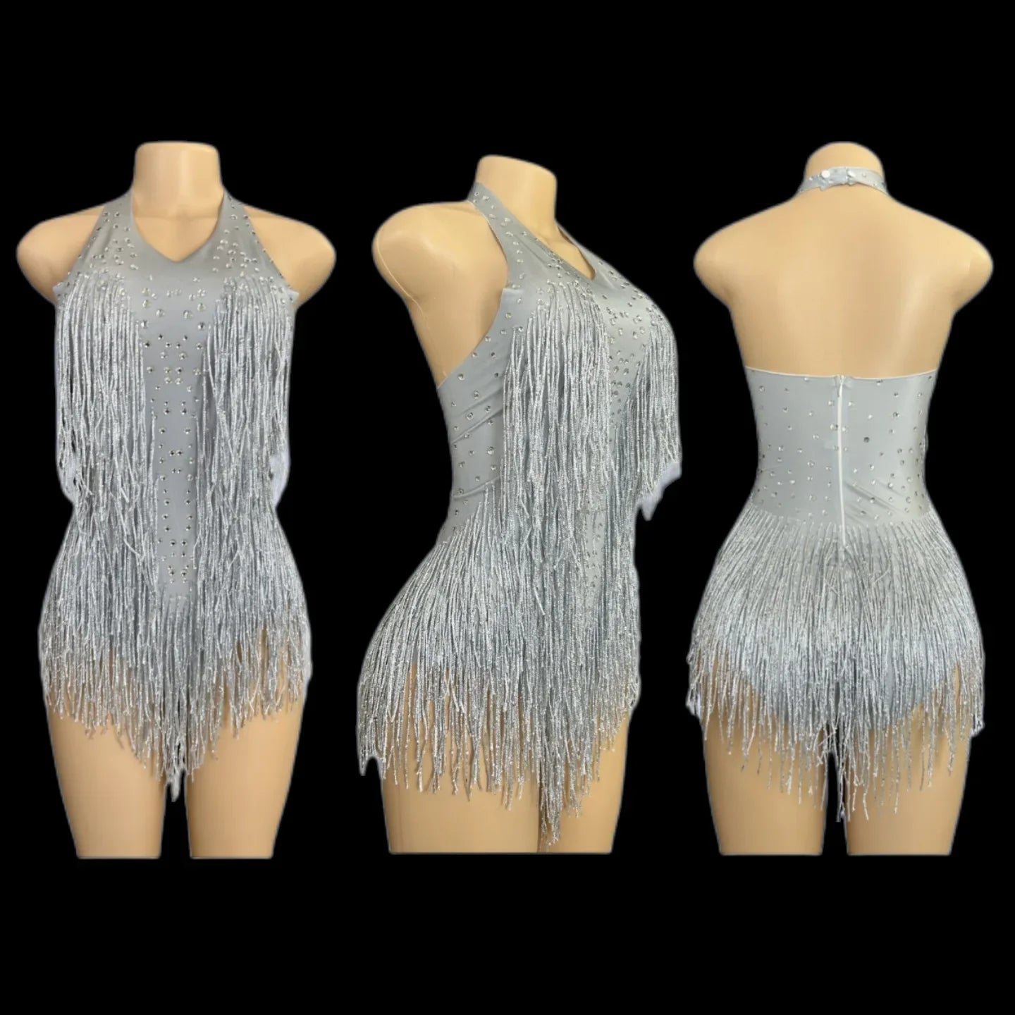 Dance Wear Latin Dance Bodysuit Competition Uniform Party Tassel Elegant Sleeveless Romper