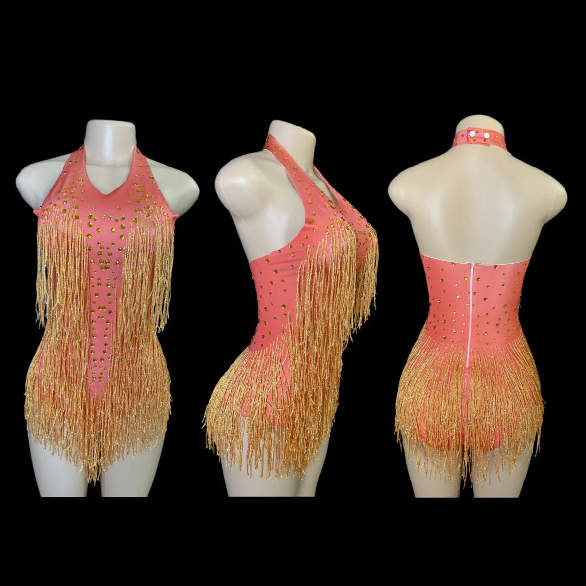 Dance Wear Latin Dance Bodysuit Competition Uniform Party Tassel Elegant Sleeveless Romper