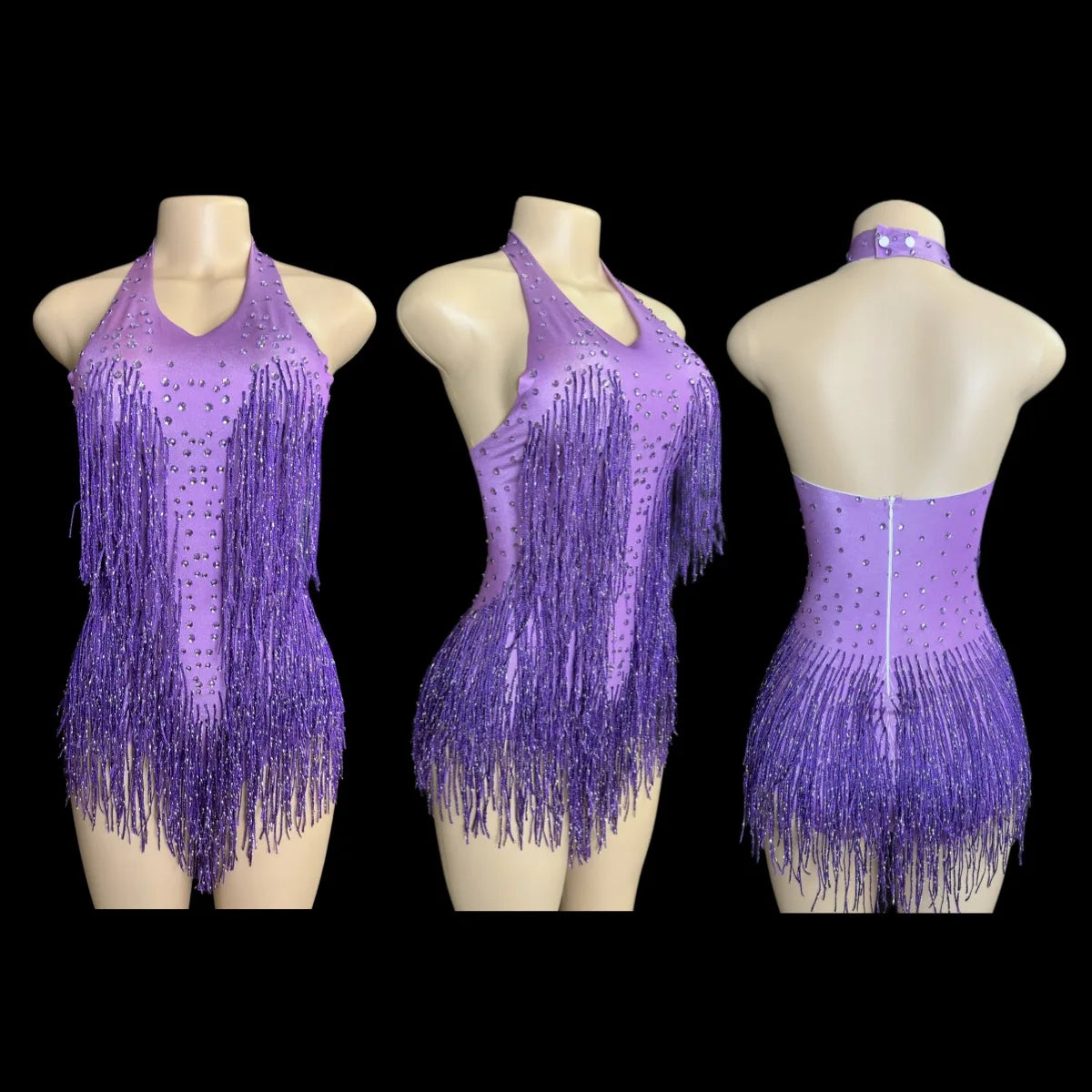Dance Wear Latin Dance Bodysuit Competition Uniform Party Tassel Elegant Sleeveless Romper