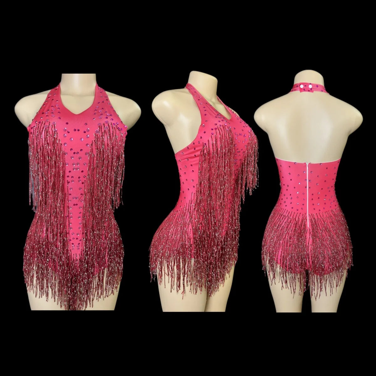 Dance Wear Latin Dance Bodysuit Competition Uniform Party Tassel Elegant Sleeveless Romper