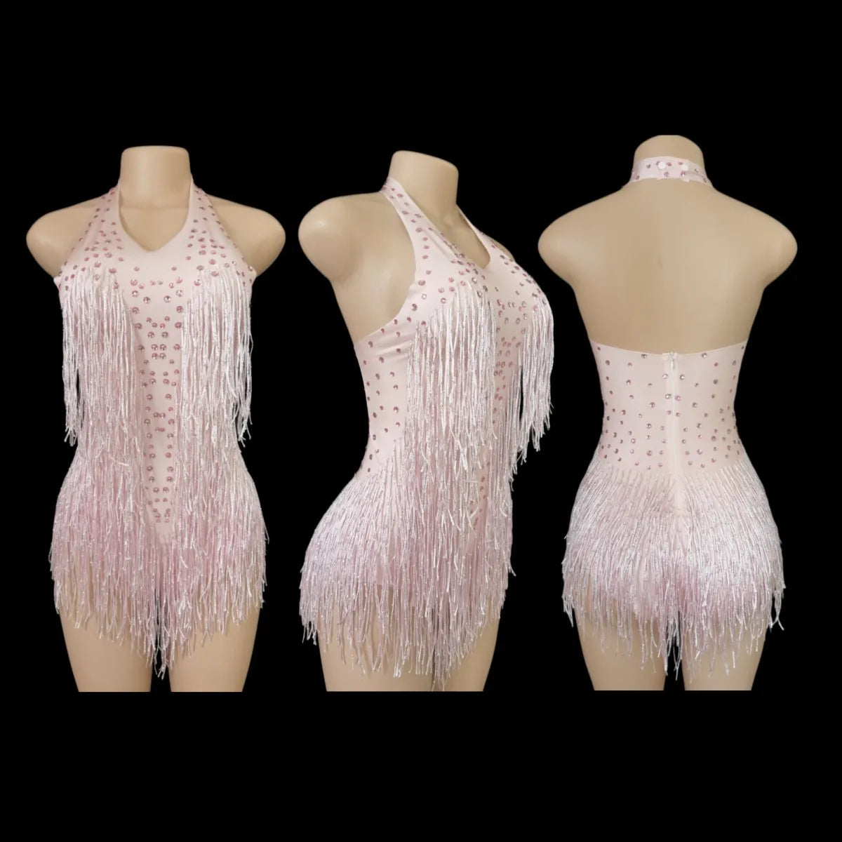 Dance Wear Latin Dance Bodysuit Competition Uniform Party Tassel Elegant Sleeveless Romper
