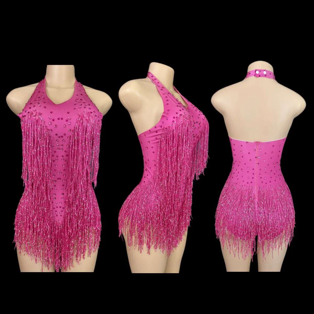 Dance Wear Latin Dance Bodysuit Competition Uniform Party Tassel Elegant Sleeveless Romper