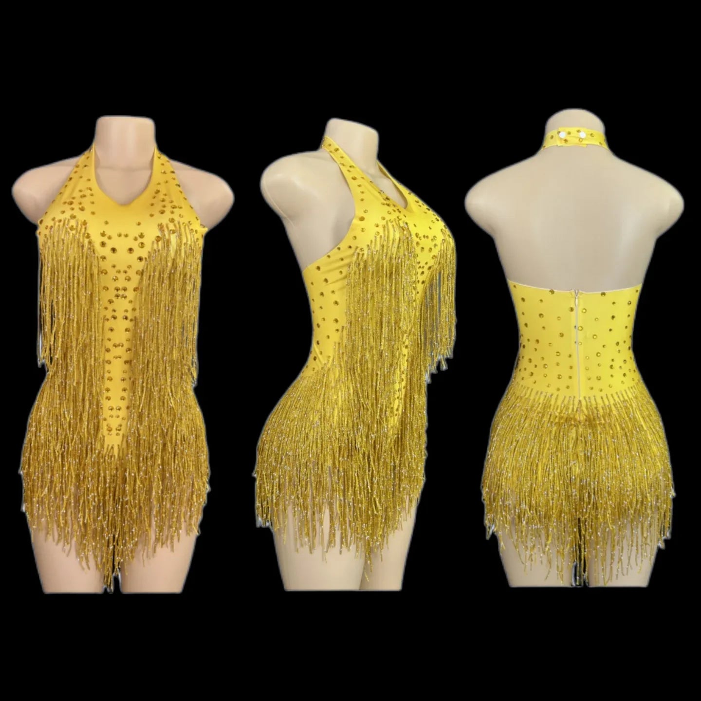 Dance Wear Latin Dance Bodysuit Competition Uniform Party Tassel Elegant Sleeveless Romper