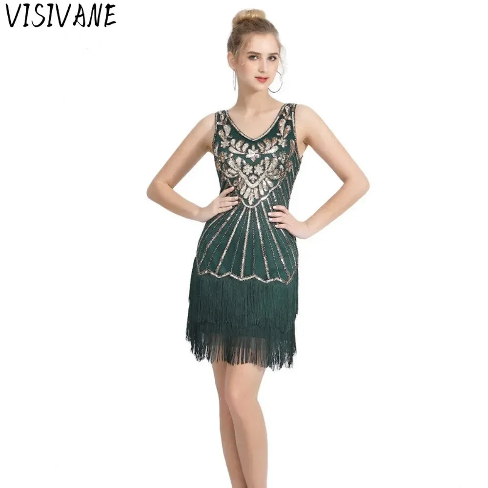 Elegant Dress Sequins Dress Luxury Party Club Streetwear Stage Show Vintage