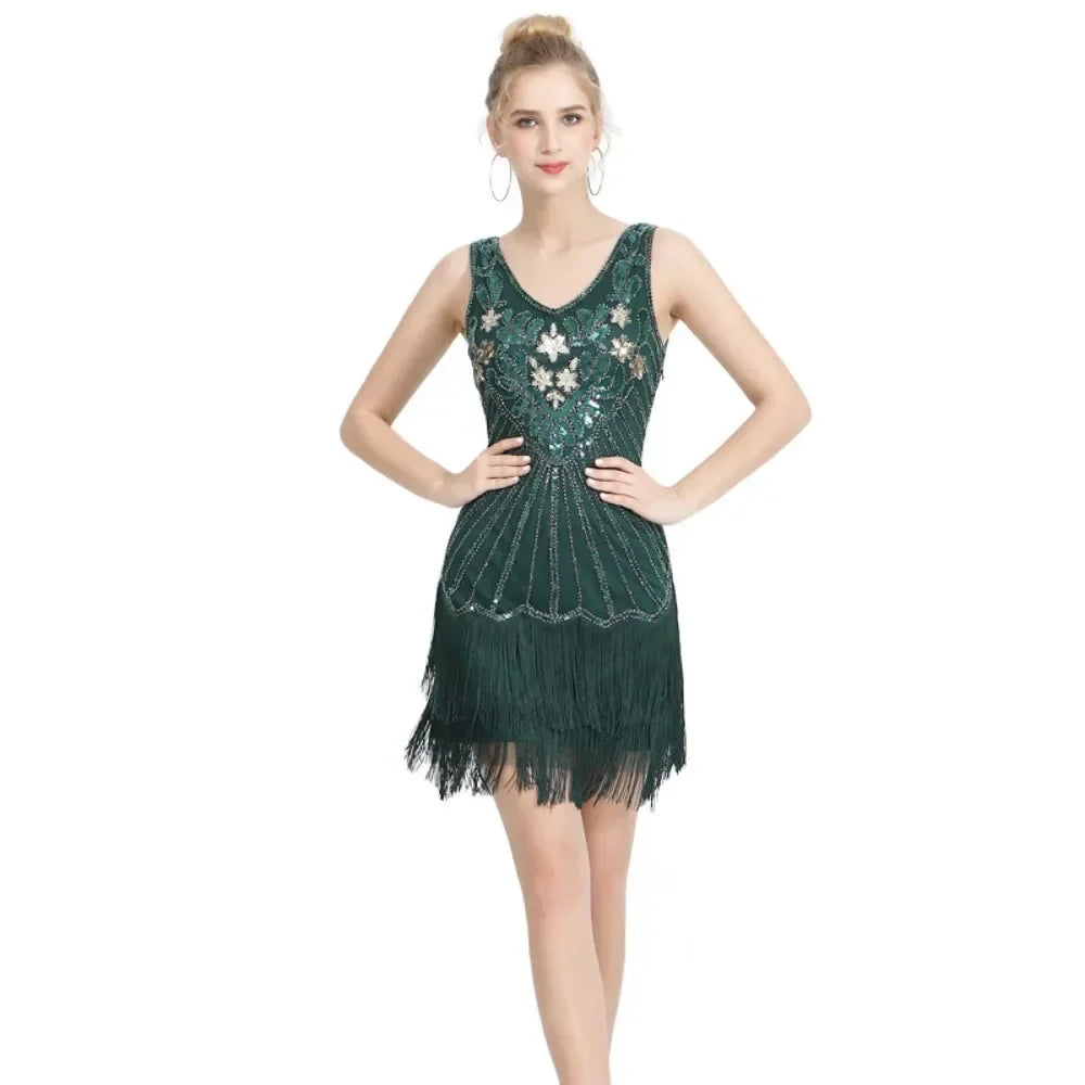 Elegant Dress Sequins Dress Luxury Party Club Streetwear Stage Show Vintage