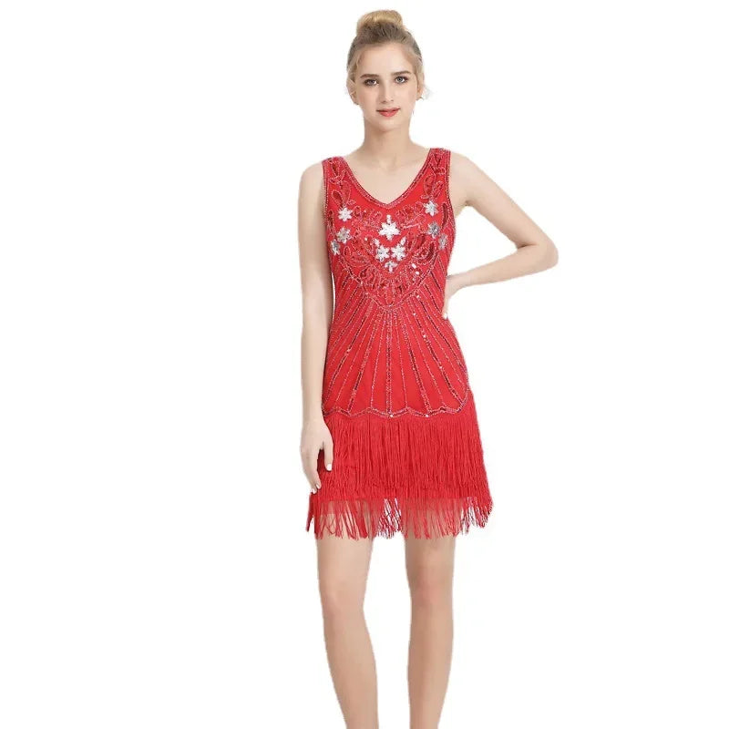Elegant Dress Sequins Dress Luxury Party Club Streetwear Stage Show Vintage