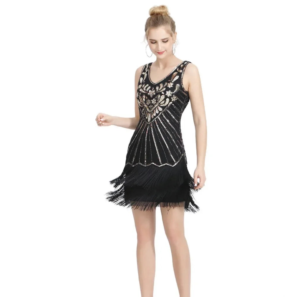 Elegant Dress Sequins Dress Luxury Party Club Streetwear Stage Show Vintage