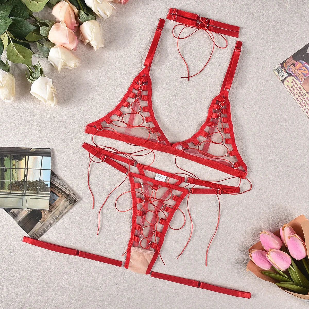 Erotic Lingerie Sets Underwear Below See-through Lingeries Set Elegant Sets
