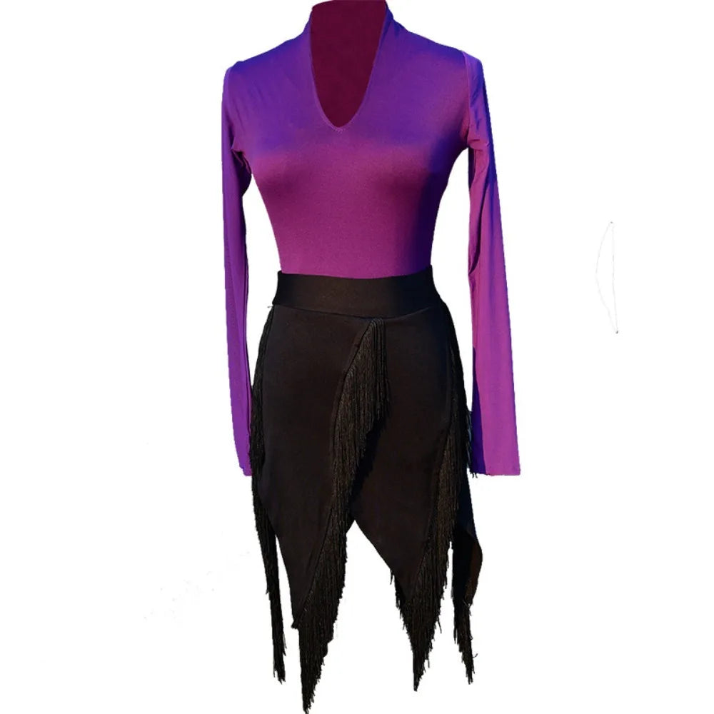 Dancewear Performance Ompetition Skirt Latin Dress Fringe Skirt Elegant