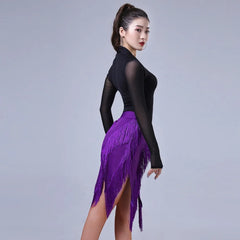 Dancewear Performance Ompetition Skirt Latin Dress Fringe Skirt Elegant
