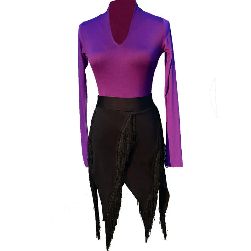 Dancewear Performance Ompetition Skirt Latin Dress Fringe Skirt Elegant