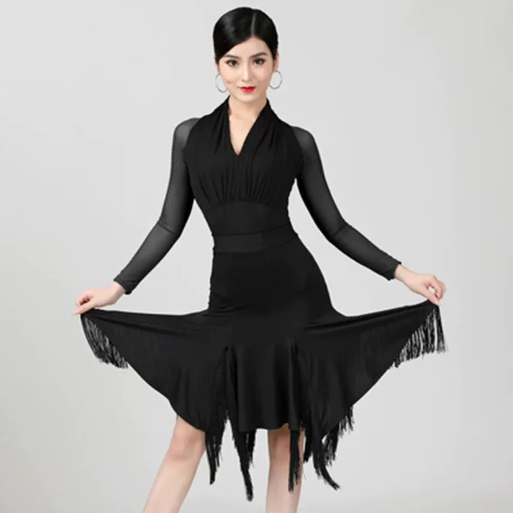 Dancewear Performance Ompetition Skirt Latin Dress Fringe Skirt Elegant