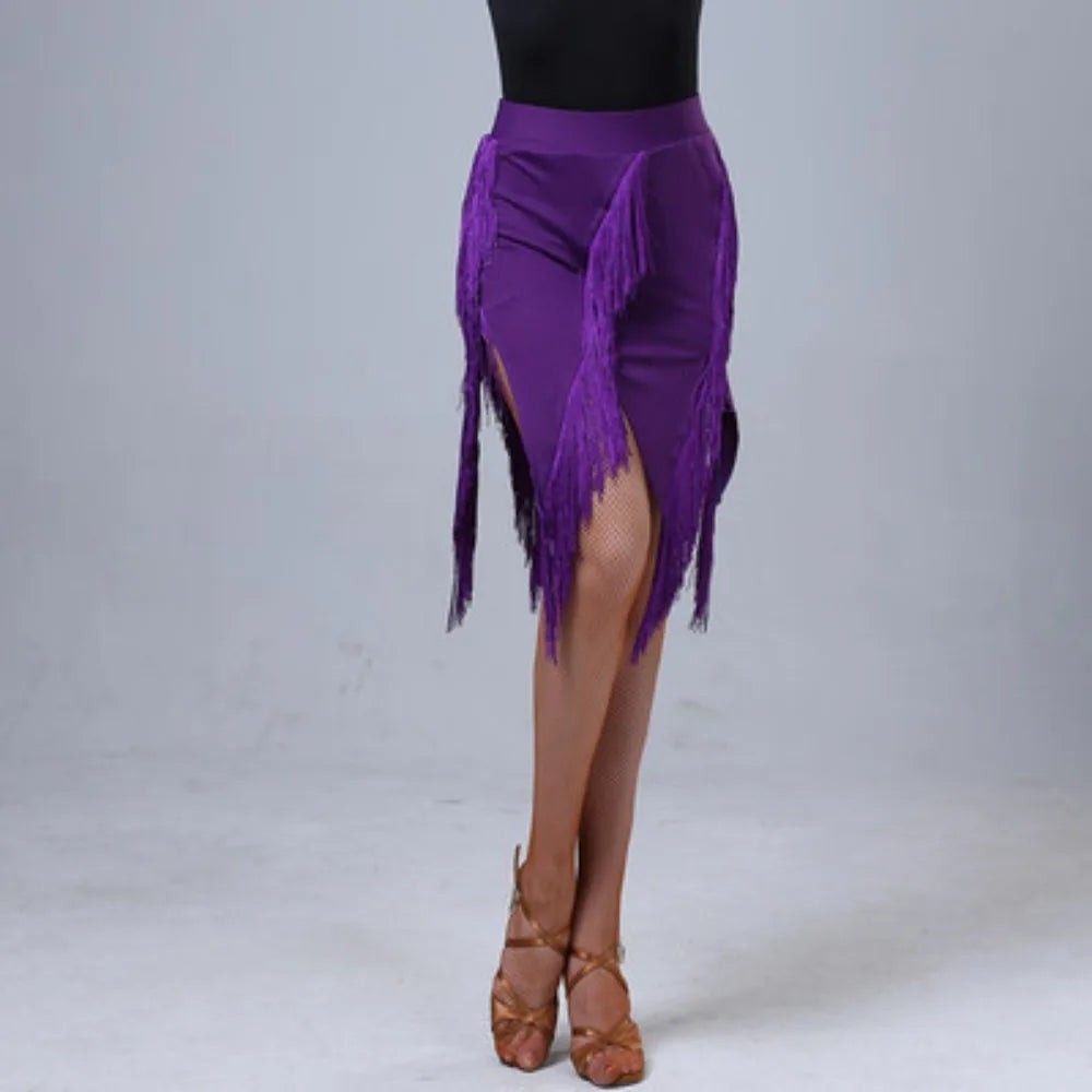 Dancewear Performance Ompetition Skirt Latin Dress Fringe Skirt Elegant