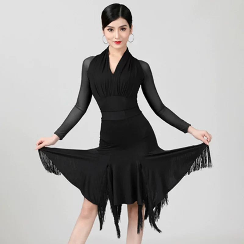 Dancewear Performance Ompetition Skirt Latin Dress Fringe Skirt Elegant