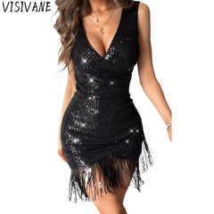 Elegant Sequin Tassel Maxi Dresses Streetwear Dance Party Fairycoresweet