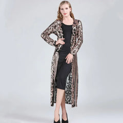 Elegant Jackets Casaco Feminino Sequin Long Jacket Cardigan Coat Chaqueta Mujer Outerwear