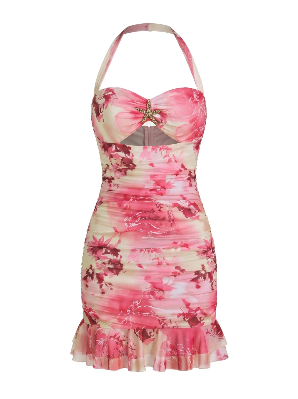 Floral Backless Mini Dress