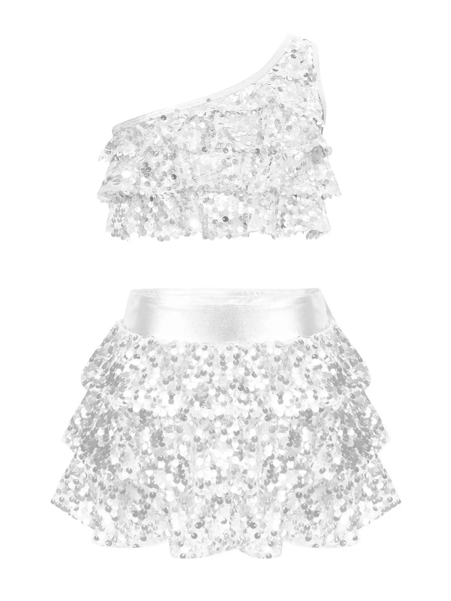 Latin Glitter Dancewear Children Set Performance Kids Competition Uniform Girl Dress