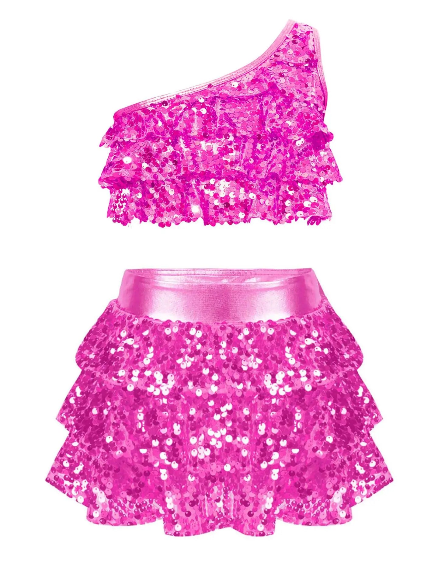 Latin Glitter Dancewear Children Set Performance Kids Competition Uniform Girl Dress