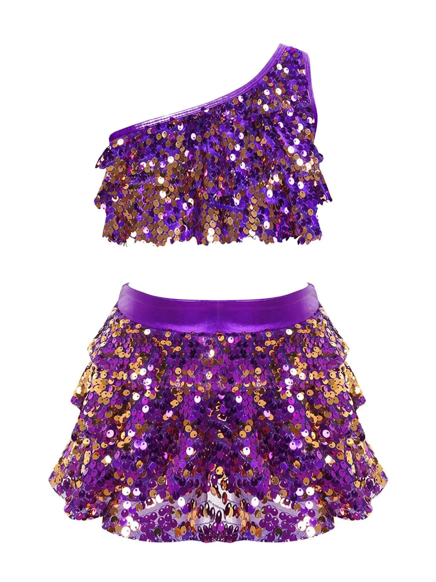 Latin Glitter Dancewear Children Set Performance Kids Competition Uniform Girl Dress