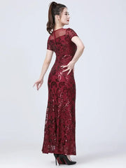 Long Dress Party Club Streetwear Stage Show Sequin Maxi Dress Vintage Elegant