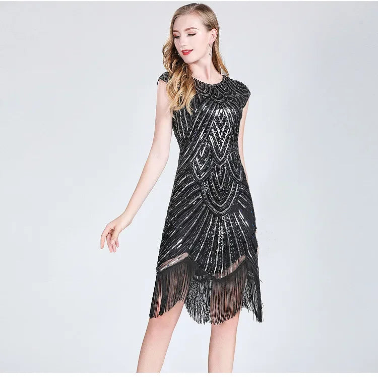 Luxury Party Club Streetwear Stage Show Vintage Elegant Dress Sequins Dress