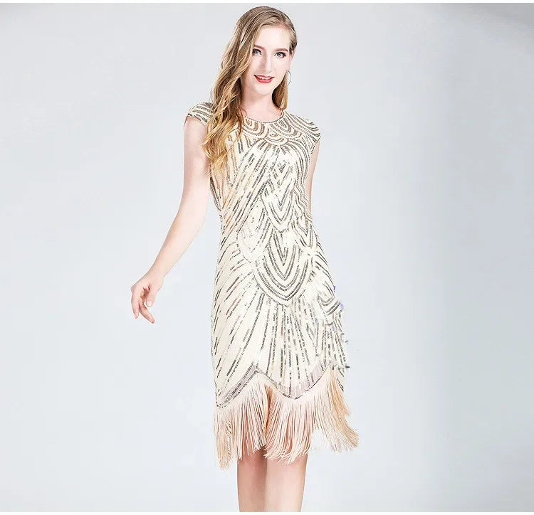 Luxury Party Club Streetwear Stage Show Vintage Elegant Dress Sequins Dress