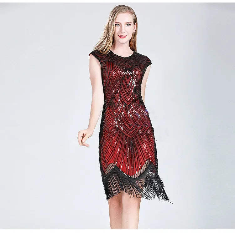 Luxury Party Club Streetwear Stage Show Vintage Elegant Dress Sequins Dress
