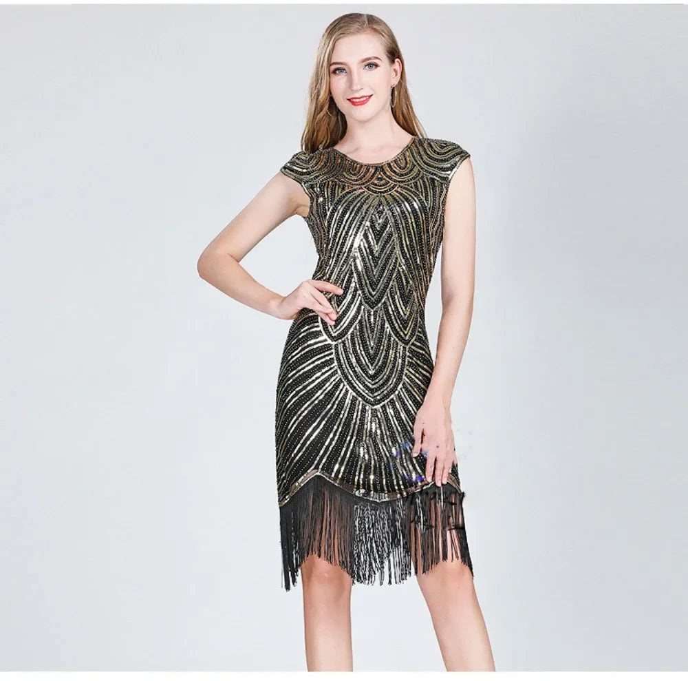 Luxury Party Club Streetwear Stage Show Vintage Elegant Dress Sequins Dress