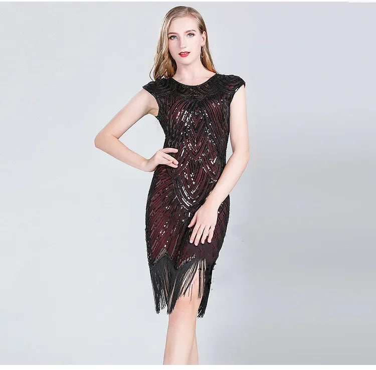 Luxury Party Club Streetwear Stage Show Vintage Elegant Dress Sequins Dress