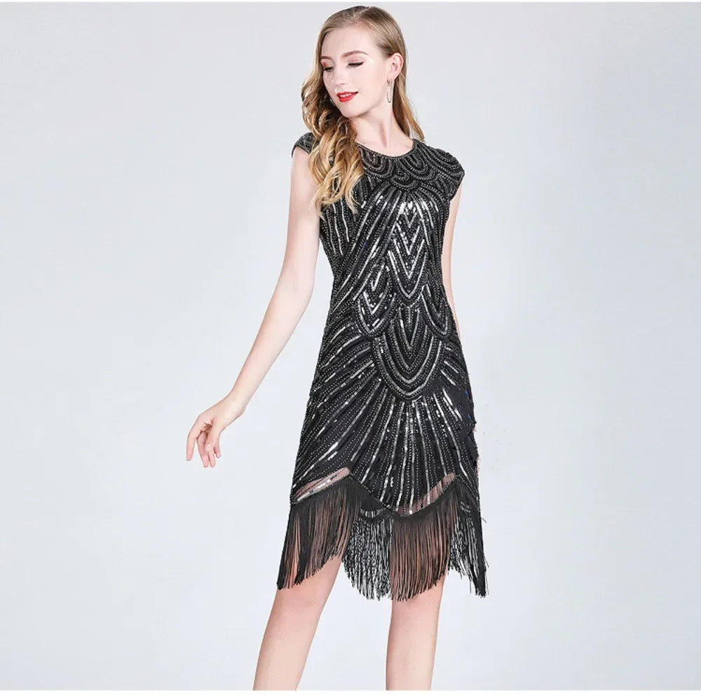 Luxury Party Club Streetwear Stage Show Vintage Elegant Dress Sequins Dress