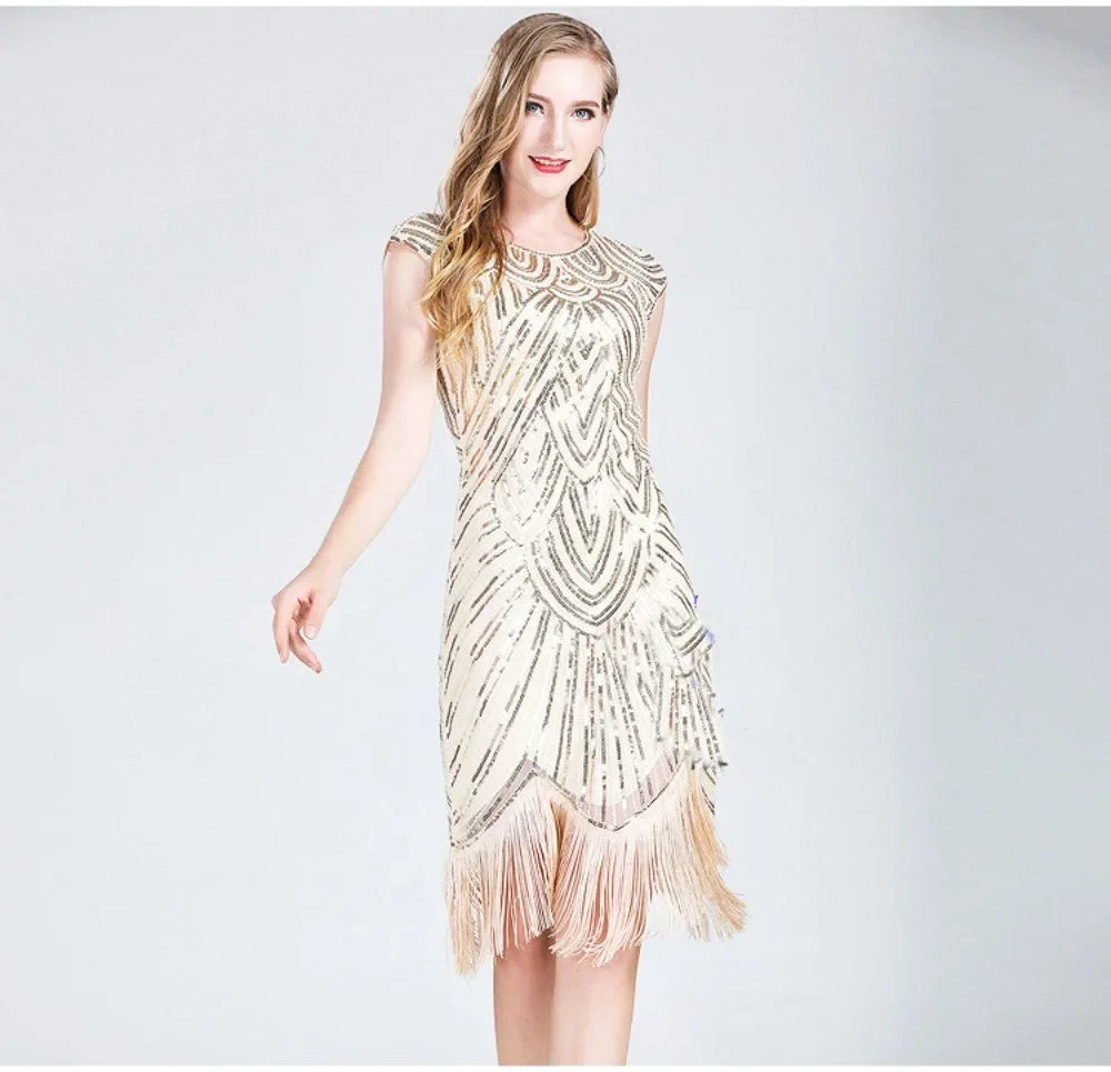 Luxury Party Club Streetwear Stage Show Vintage Elegant Dress Sequins Dress