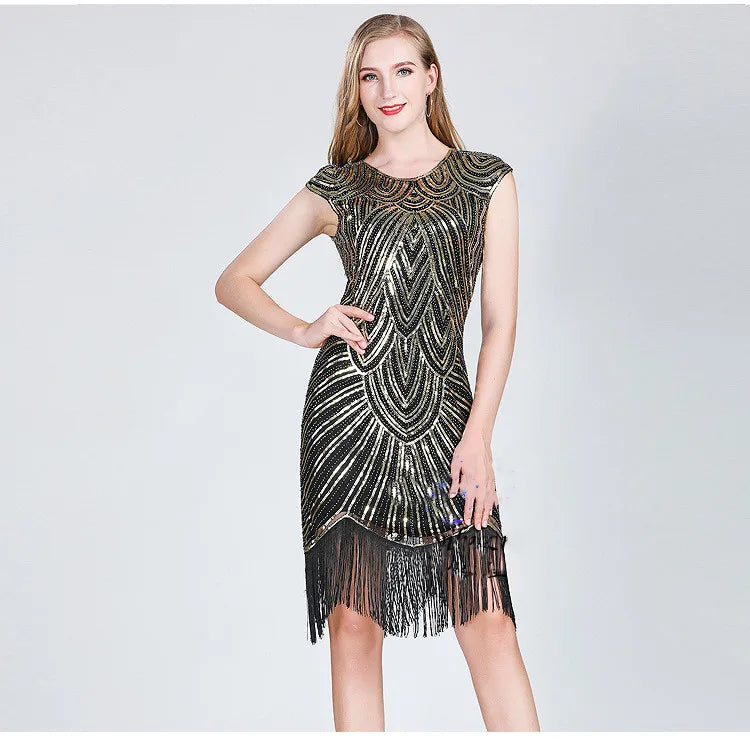 Luxury Party Club Streetwear Stage Show Vintage Elegant Dress Sequins Dress