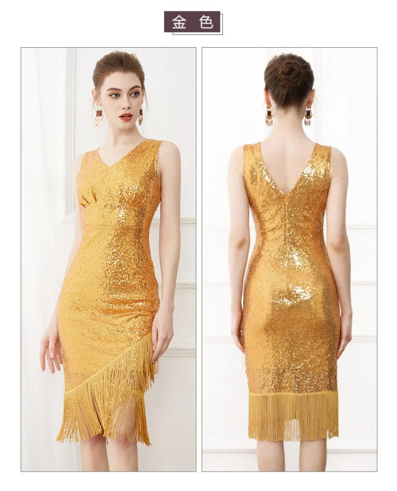 Maxi Dresses Streetwear Dance Party Fairycoresweet Elegant Sequin Tassel