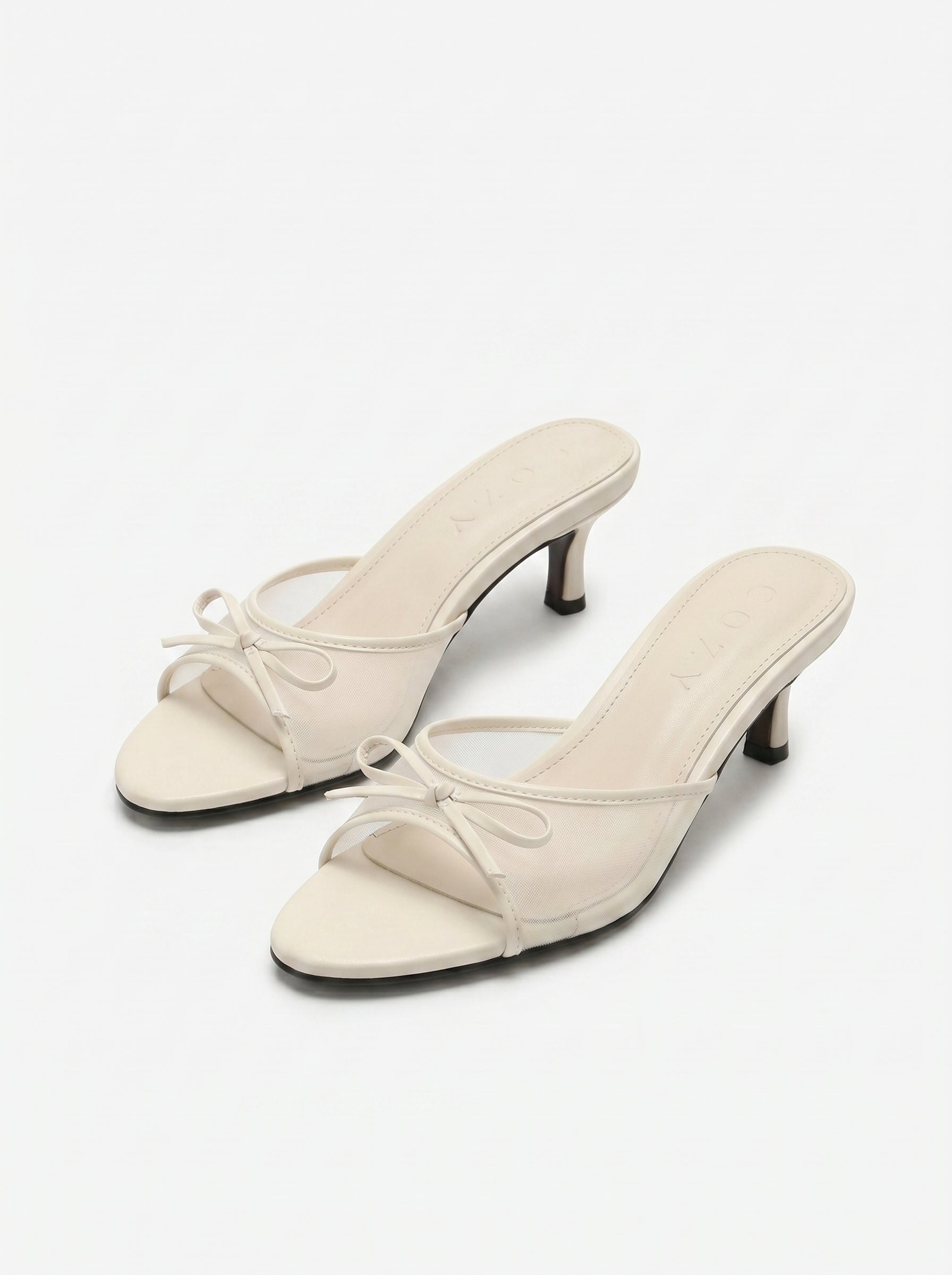 Mesh Bow Heeled Sandals